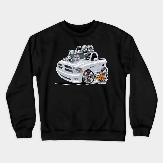 Dodge Ram White Truck Crewneck Sweatshirt by vincecrain